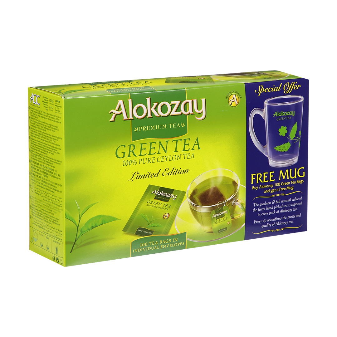 ALOKOZAY GREEN TEA 100 + MUG ENVELOPES OF TEA BAGS