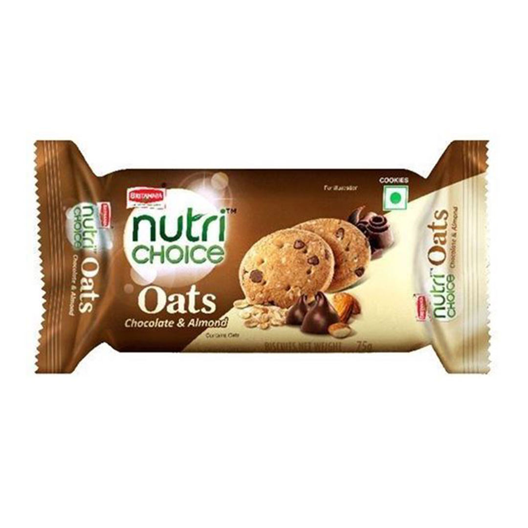 BRITANNIA NUTRI CHOICE OATS COOKIES CHOCO ALMOND 75 GM