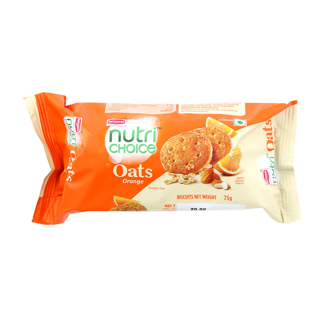 BRITANNIA NUTRI CHOICE OATS COOKIES ORANGE 75 GM