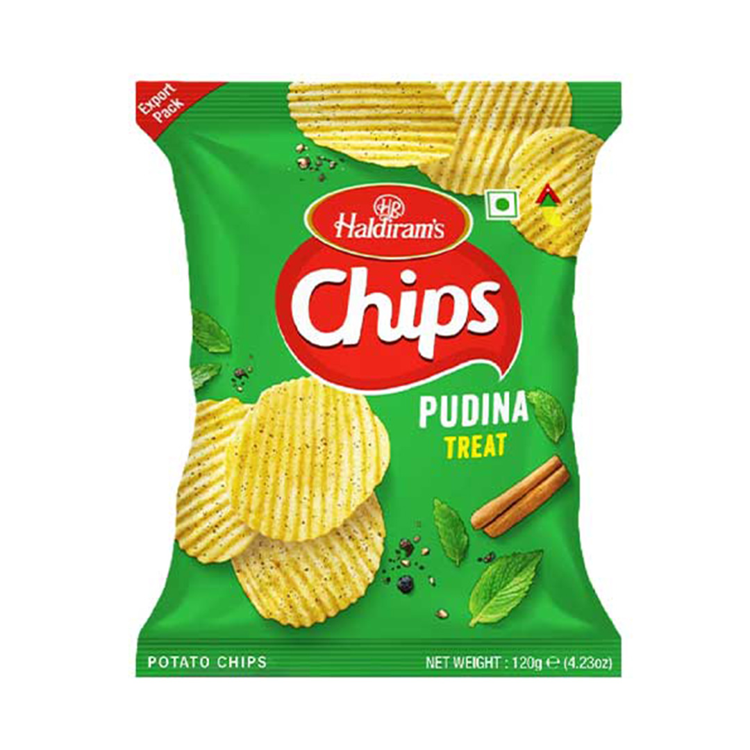 HALDIRAMS POTATO CHIPS PUDINA TREAT 120GM