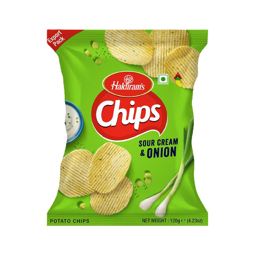 HALDIRAMS POTATO CHIPS SOUR CREAM & ONION 120GM