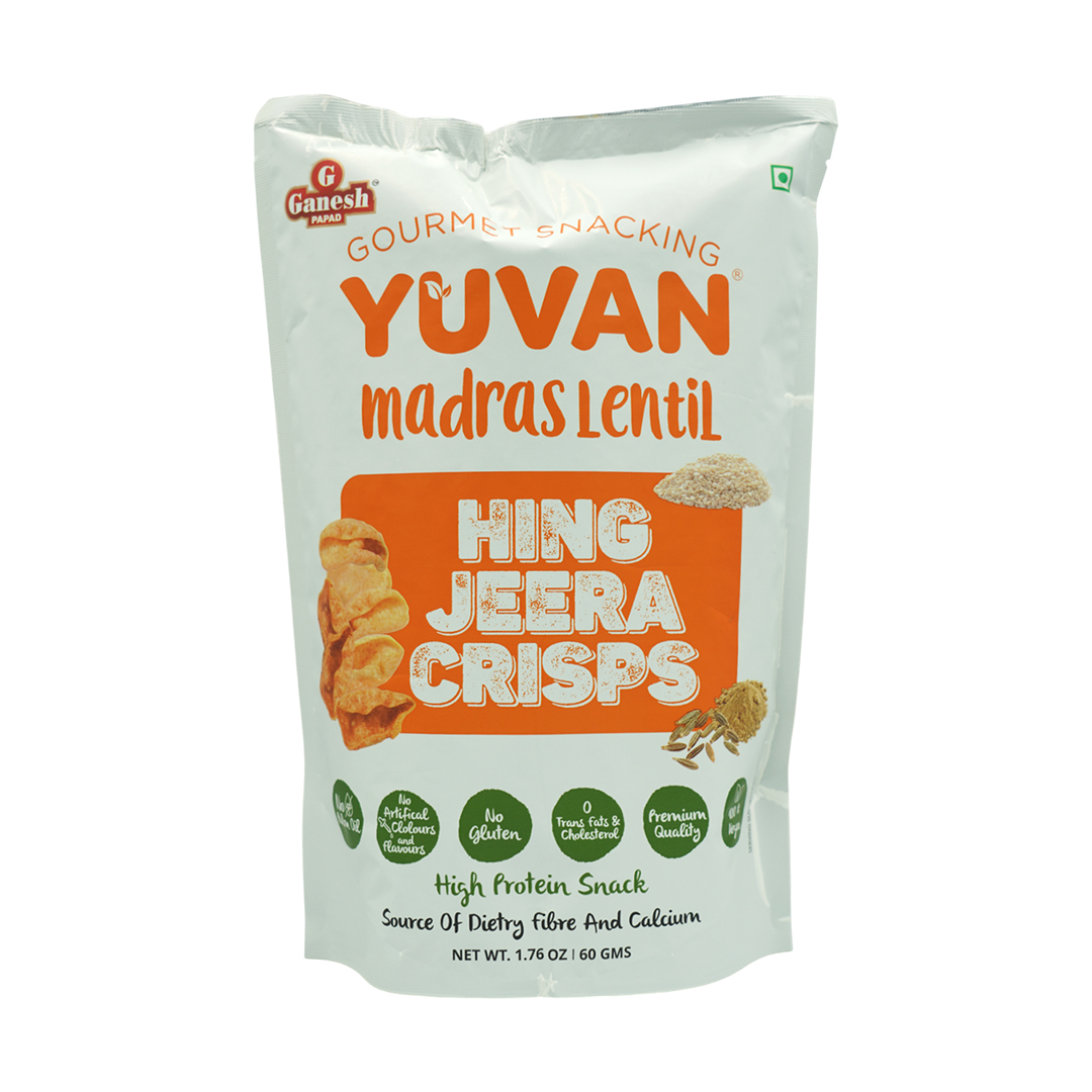 YUVAN MADRAS LENTIL HING JEERA CRISPS 50GM