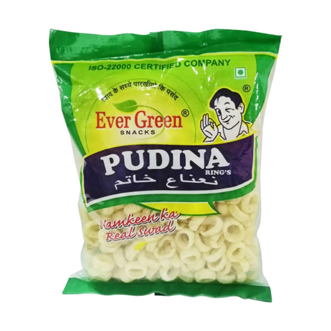 EVERGREEN SNACKS PUDINA RING 70GM