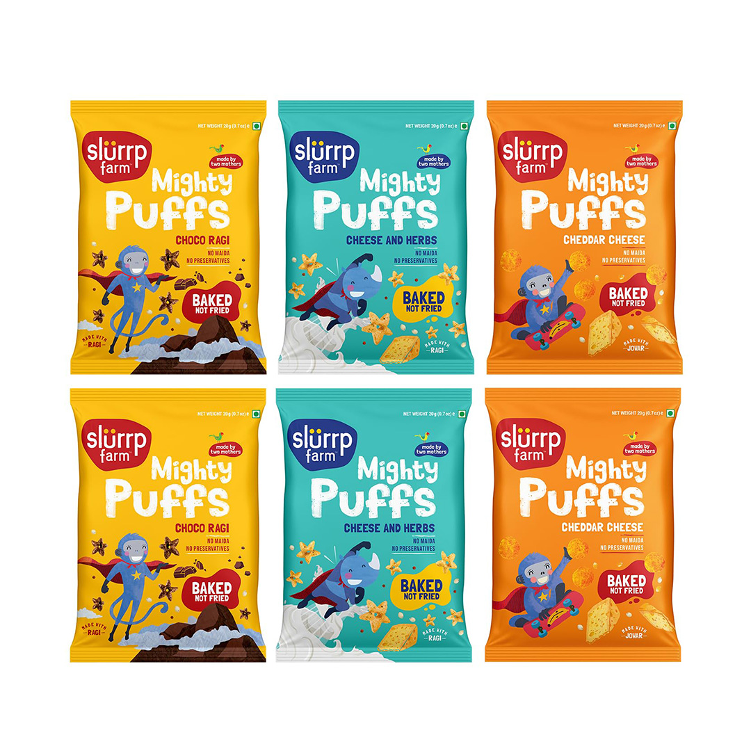 SLURRP FARMS RAGI SNACKS COMBO WITH CHOCO,CHEESE & HERBS 120GM