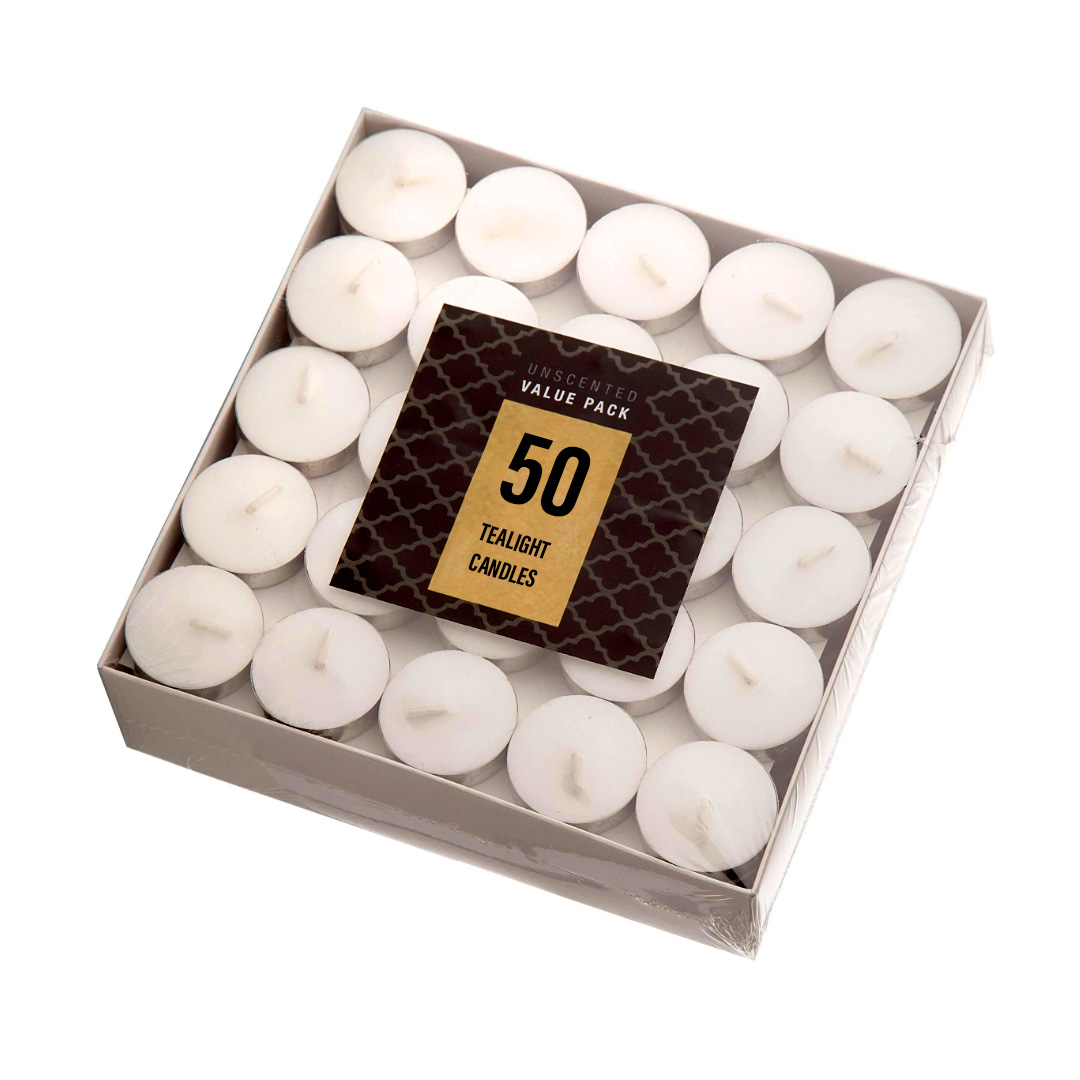 TEALIGHT CANDLES ASSTD 50pcs