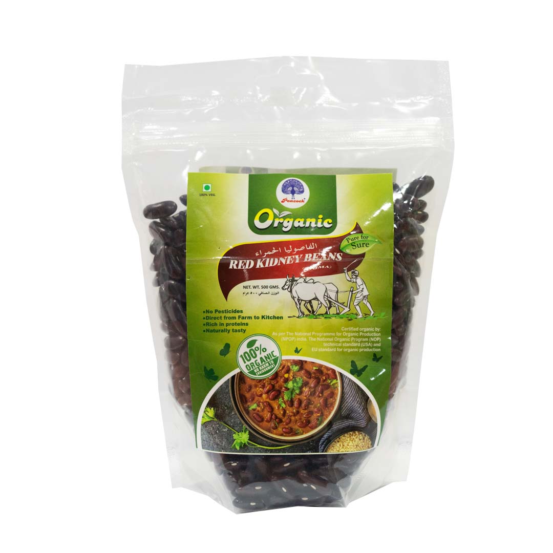 PEACOCK ORGANIC RED KIDNEY BEANS 500GM