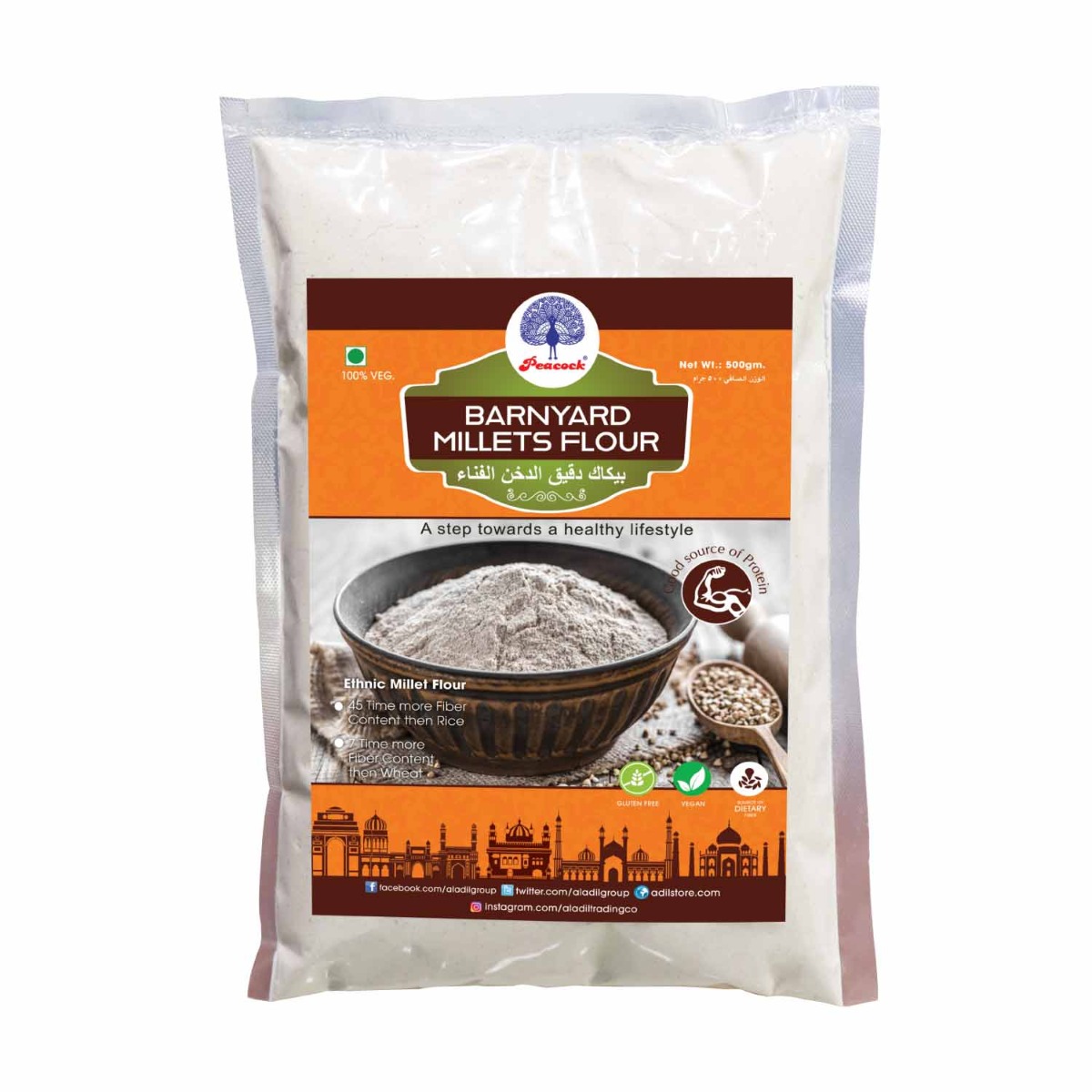 PEACOCK BARNYARD MILLETS FLOUR 500GM