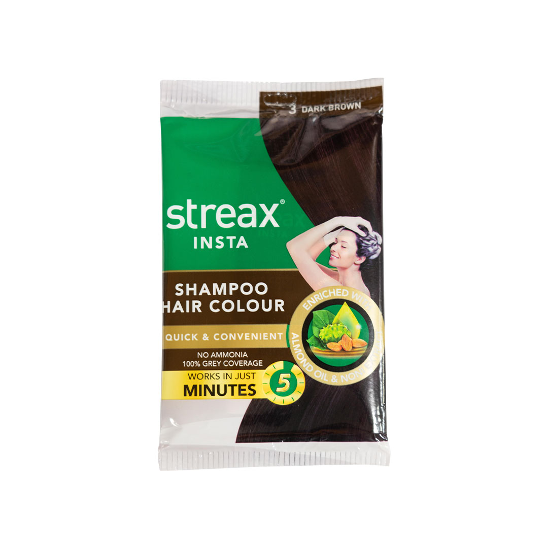 STREAX INSTA SHAMPOO HAIR COLOUR 25 ML -DARK BROWN SACHET